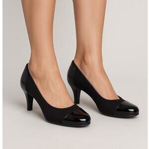 Life Stride Soft System Parigi Pumps 8.5 M Black Patent/Microsuede Comfort Heel